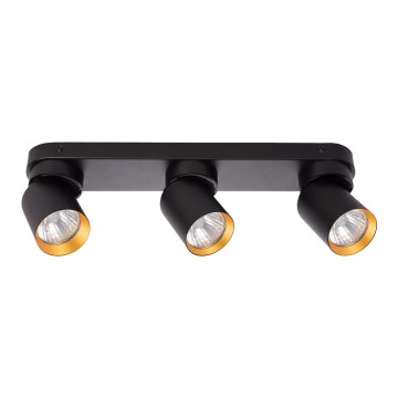 Foco ANDY 3xGU10/8W/230V preto/dourada