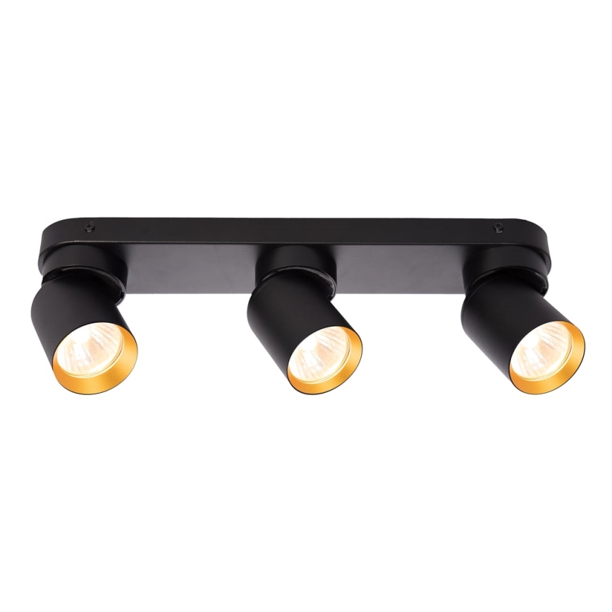 Foco ANDY 3xGU10/8W/230V preto/dourada