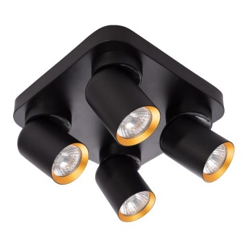 Foco ANDY 4xGU10/8W/230V preto/dourada