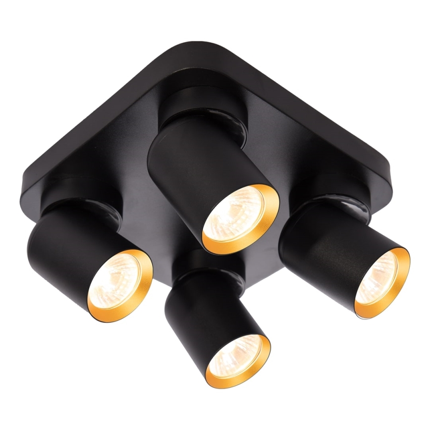 Foco ANDY 4xGU10/8W/230V preto/dourada
