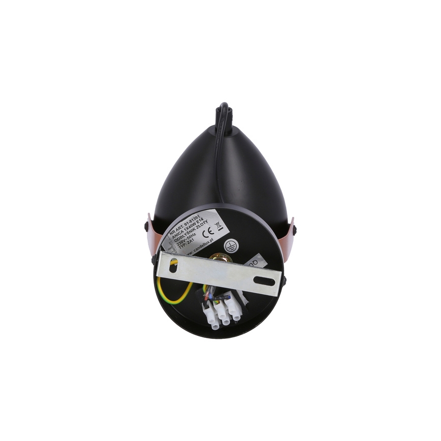 Foco ANICA 1xE14/40W/230V preto/cobre