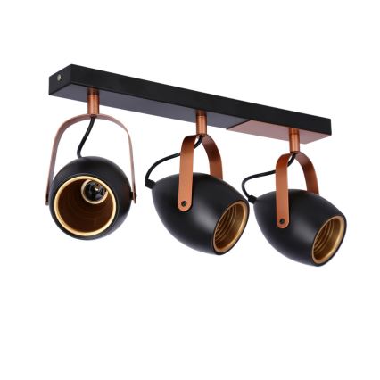 Foco ANICA 3xE14/40W/230V preto/cobre