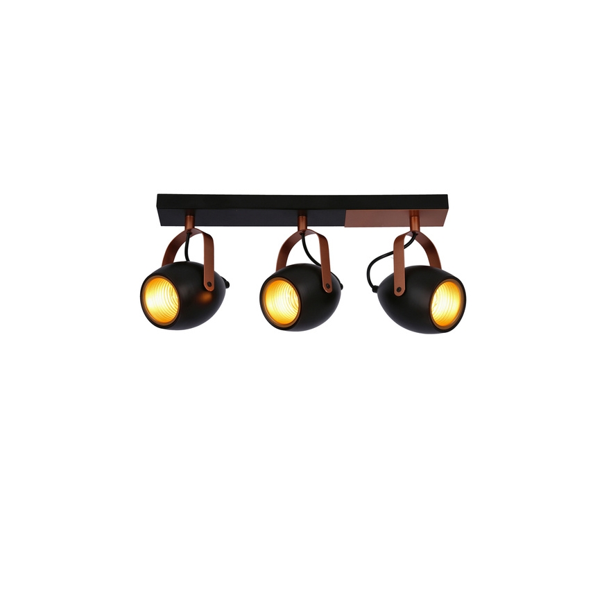 Foco ANICA 3xE14/40W/230V preto/cobre