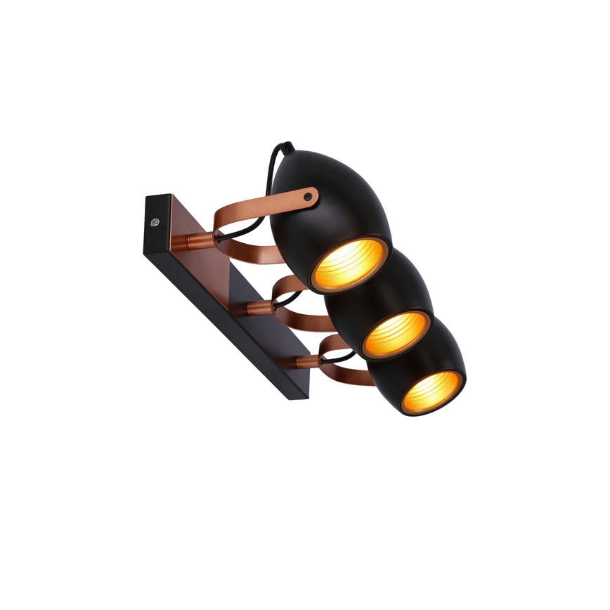 Foco ANICA 3xE14/40W/230V preto/cobre