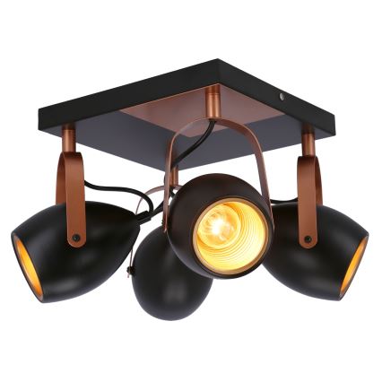 Foco ANICA 4xE14/40W/230V preto/cobre