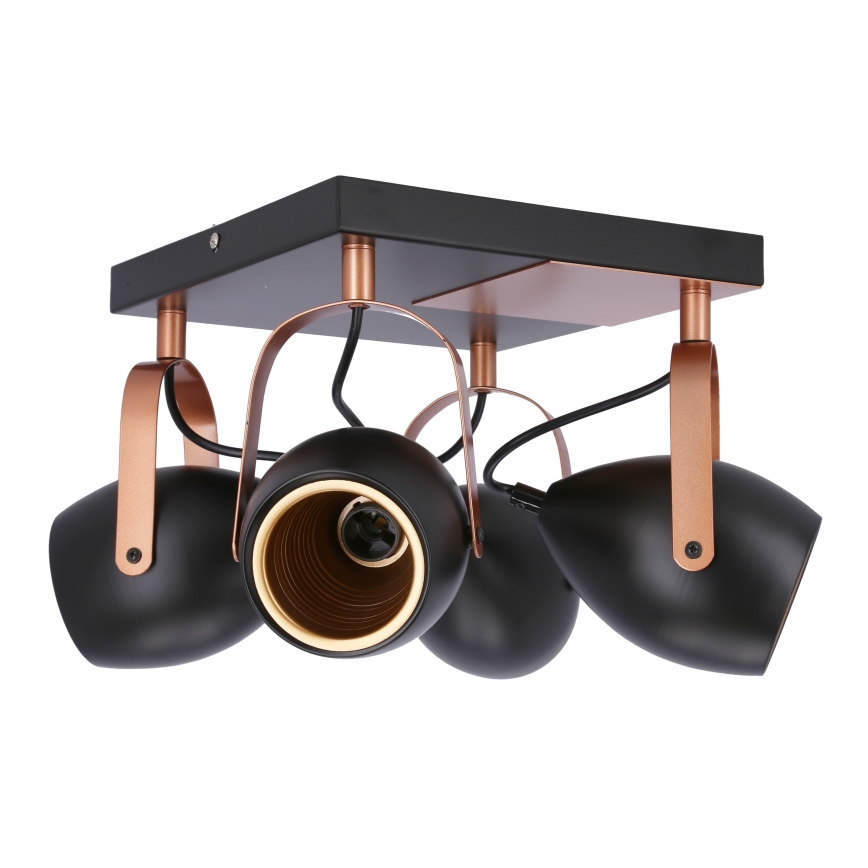 Foco ANICA 4xE14/40W/230V preto/cobre