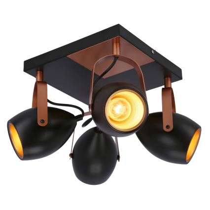 Foco ANICA 4xE14/40W/230V preto/cobre