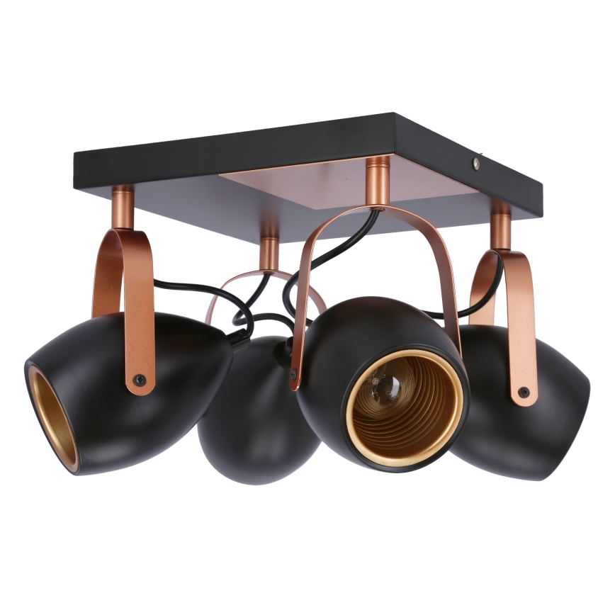 Foco ANICA 4xE14/40W/230V preto/cobre