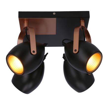 Foco ANICA 4xE14/40W/230V preto/cobre
