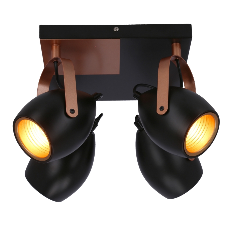 Foco ANICA 4xE14/40W/230V preto/cobre