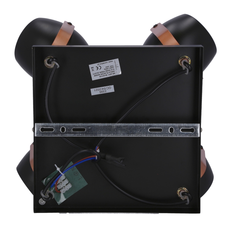 Foco ANICA 4xE14/40W/230V preto/cobre