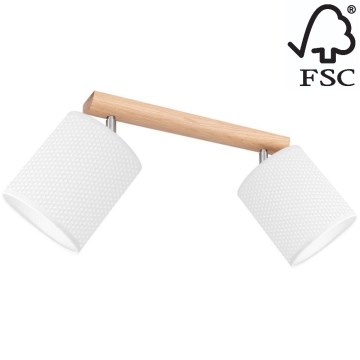 Foco BENITA 2xE27/25W/230V branco/carvalho – FSC certificado
