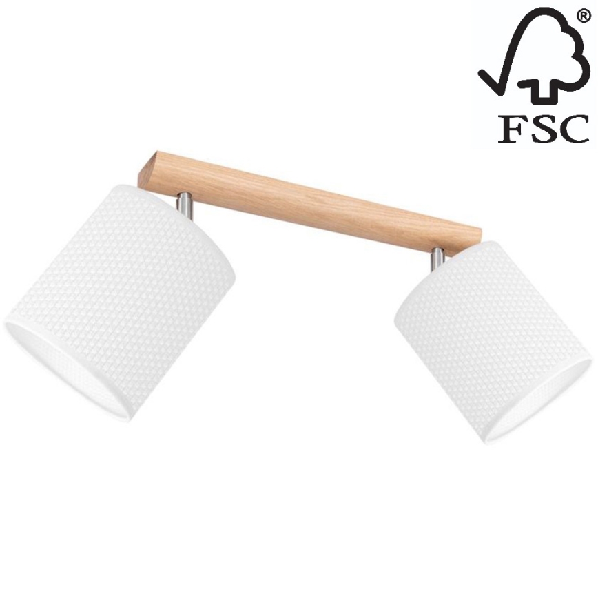 Foco BENITA 2xE27/25W/230V branco/carvalho – FSC certificado