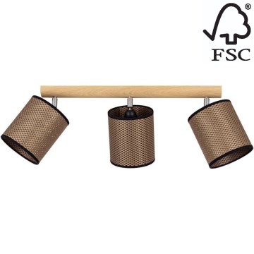 Foco BENITA 3xE27/25W/230V castanho/carvalho – FSC certificado