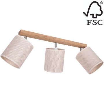 Foco BENITA 3xE27/25W/230V creme/carvalho – FSC certificado