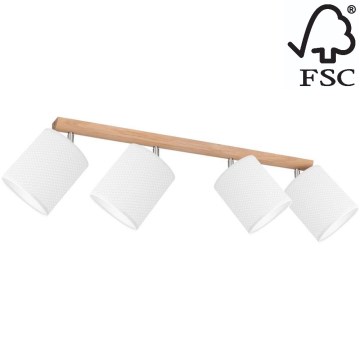 Foco BENITA 4xE27/25W/230V branco/carvalho – FSC certificado