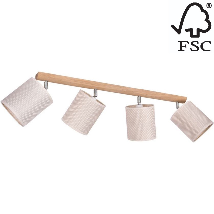 Foco BENITA 4xE27/25W/230V creme/carvalho – FSC certificado