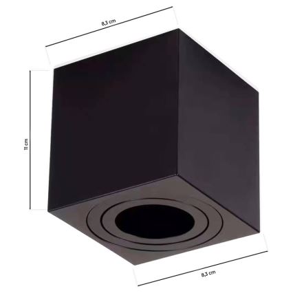 Foco BIMA 1xGU10/25W/230V quadrado preto