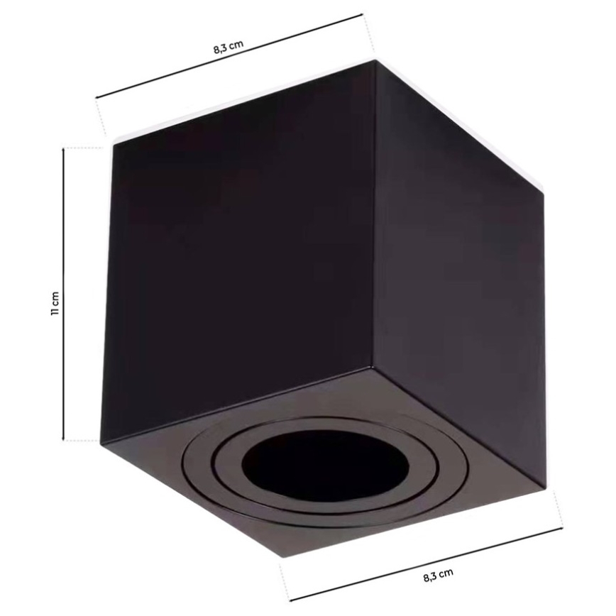 Foco BIMA 1xGU10/25W/230V quadrado preto