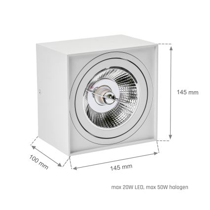 Foco CHLOE AR111 1xGU10/50W/230V angular branco