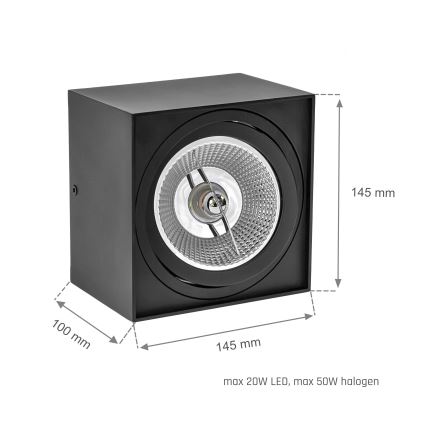 Foco CHLOE AR111 1xGU10/50W/230V angular preto