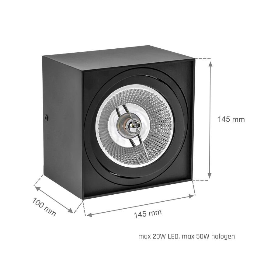 Foco CHLOE AR111 1xGU10/50W/230V angular preto