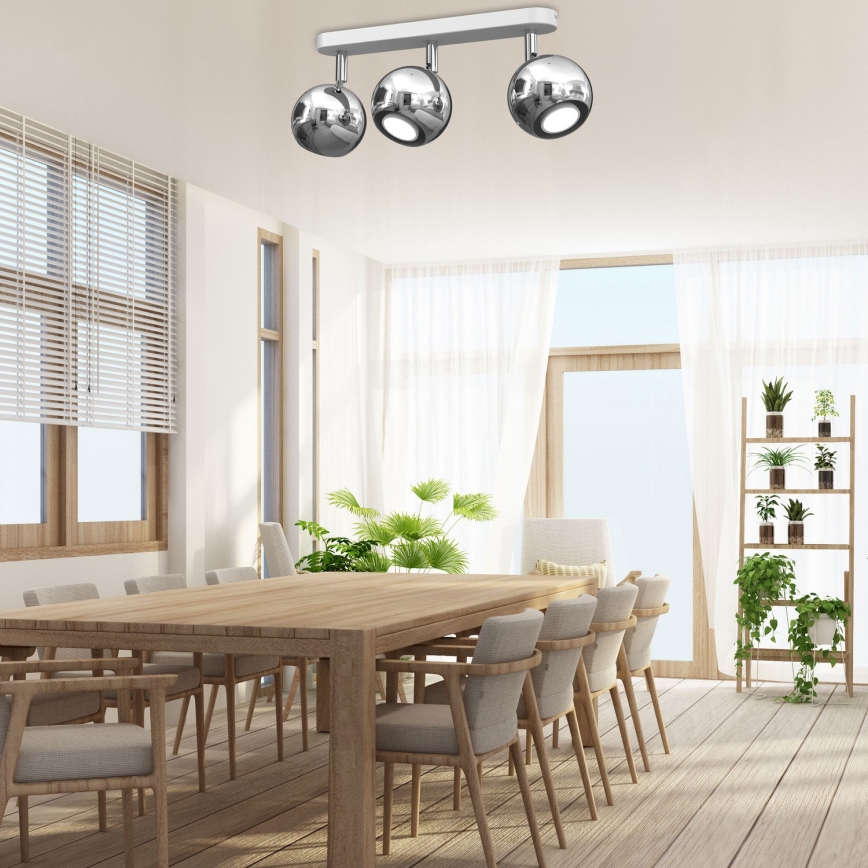 Foco COMET 3xGU10/8W/230V branco/cromado brilhante