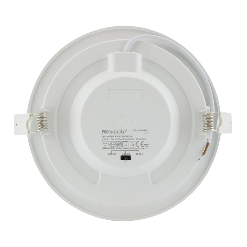 Foco de encastrar de casa de banho LED LED/12W/230V 3000/4000/6000K IP44
