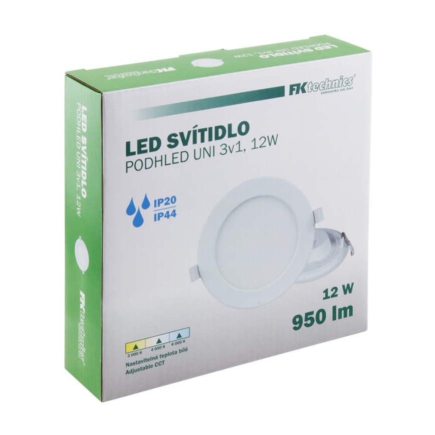 Foco de encastrar de casa de banho LED LED/12W/230V 3000/4000/6000K IP44