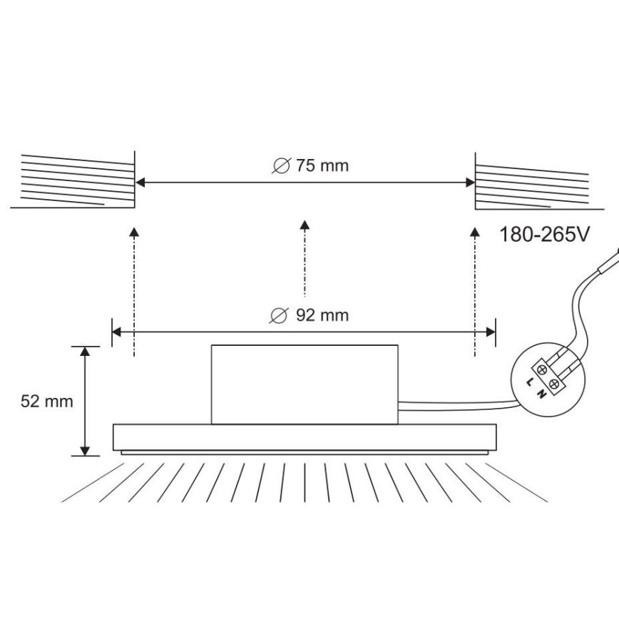 Foco de encastrar de casa de banho LED LED/7W/230V 4000K preto IP44