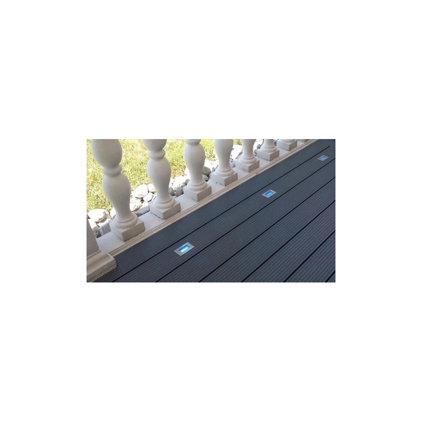 Foco de encastrar exterior LED EASY CONNECT LED/2W/230V azul IP67 retangular