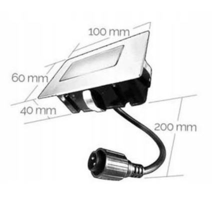 Foco de encastrar exterior LED EASY CONNECT LED/2W/230V azul IP67 retangular