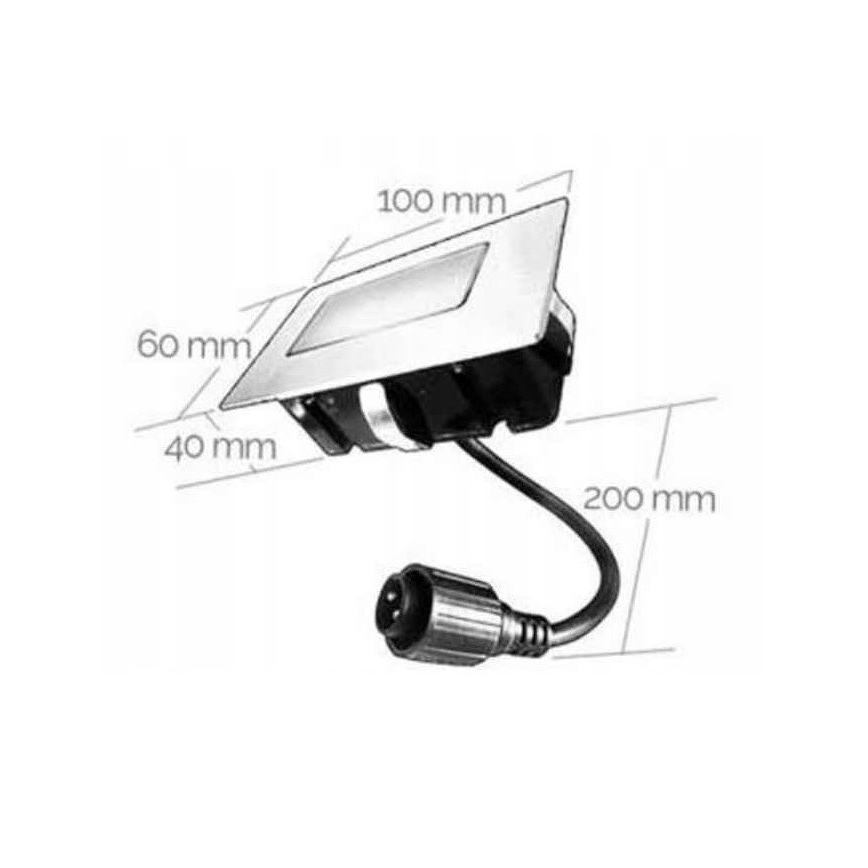 Foco de encastrar exterior LED EASY CONNECT LED/2W/230V azul IP67 retangular