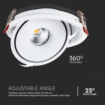 Foco de encastrar LED/12W/230V 3000/4000/6400K diâmetro 12 cm branco