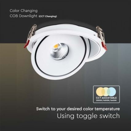 Foco de encastrar LED/12W/230V 3000/4000/6400K diâmetro 12 cm branco