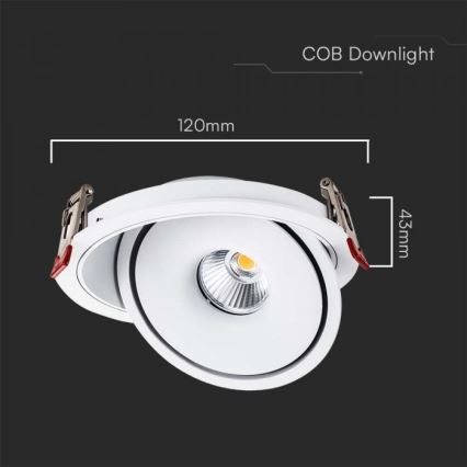 Foco de encastrar LED/12W/230V 3000/4000/6400K diâmetro 12 cm branco