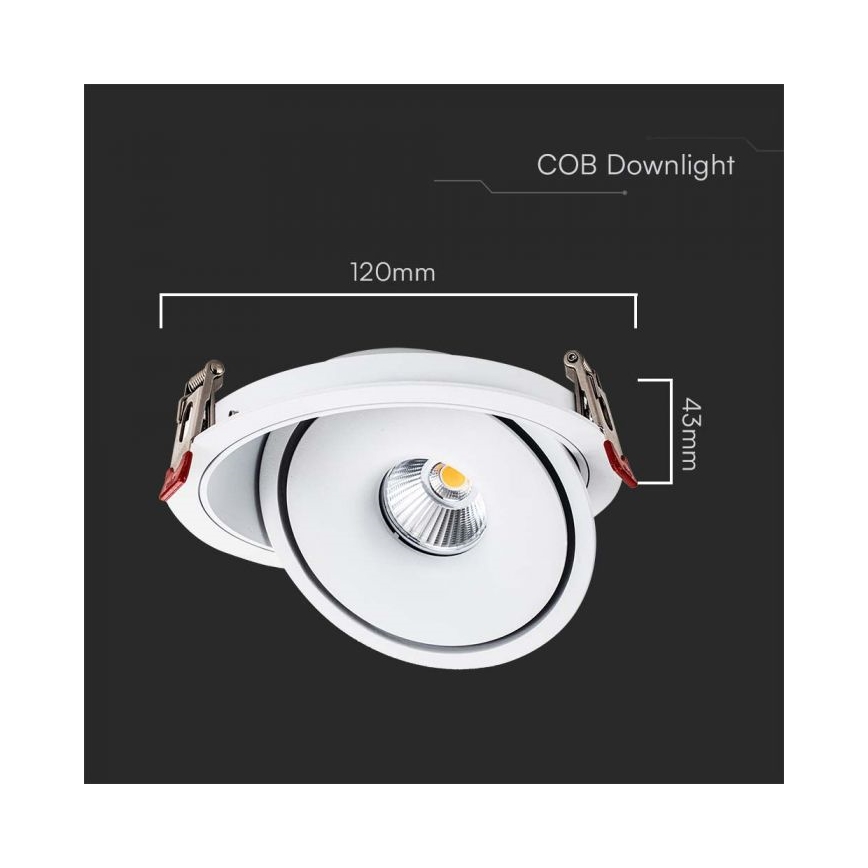Foco de encastrar LED/12W/230V 3000/4000/6400K diâmetro 12 cm branco