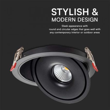 Foco de encastrar LED/12W/230V 3000/4000/6400K diâmetro 12 cm preto