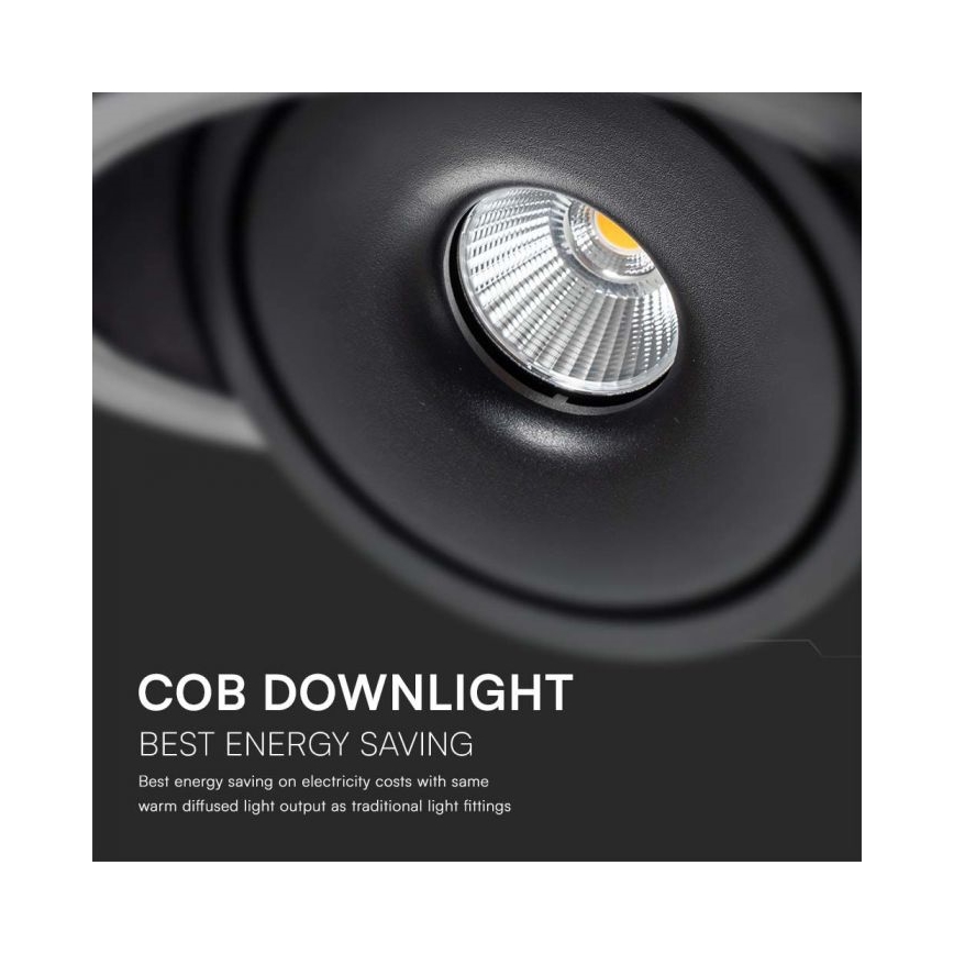Foco de encastrar LED/12W/230V 3000/4000/6400K diâmetro 12 cm preto