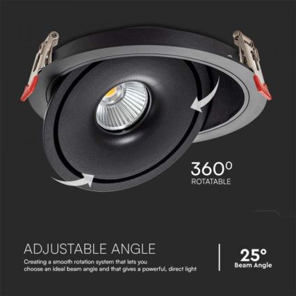 Foco de encastrar LED/12W/230V 3000/4000/6400K diâmetro 12 cm preto