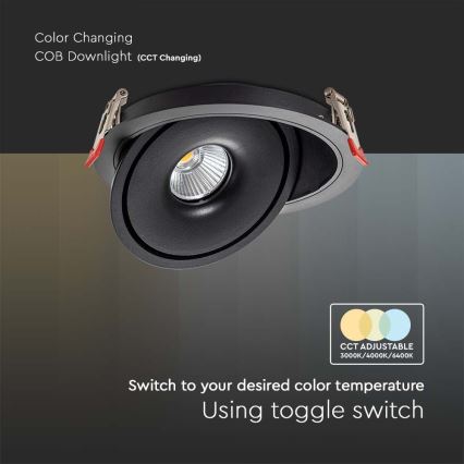 Foco de encastrar LED/12W/230V 3000/4000/6400K diâmetro 12 cm preto