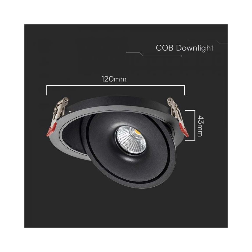 Foco de encastrar LED/12W/230V 3000/4000/6400K diâmetro 12 cm preto
