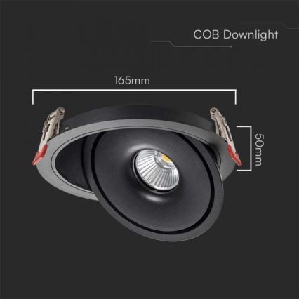 Foco de encastrar LED/20W/230V 3000/4000/6400K diâmetro 16,5 cm preto