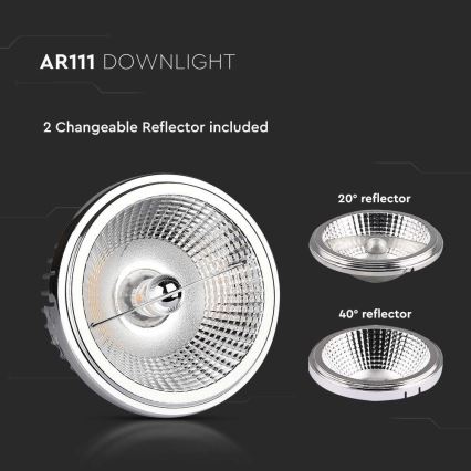 Foco de encastrar LED/20W/230V 4000K 40°/20° diâmetro 11 cm cromado brilhante