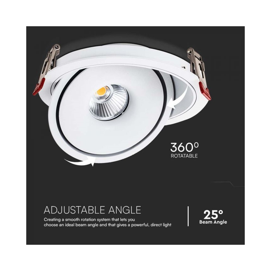 Foco de encastrar LED/28W/230V 3000/4000/6400K diâmetro 20 cm branco