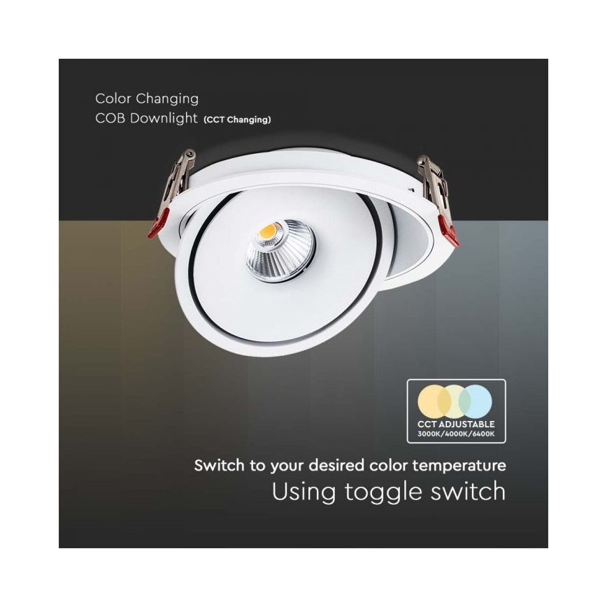 Foco de encastrar LED/28W/230V 3000/4000/6400K diâmetro 20 cm branco