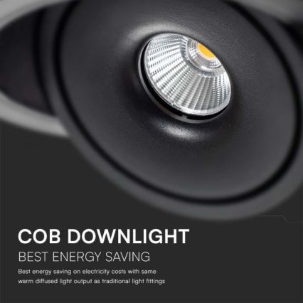 Foco de encastrar LED/28W/230V 3000/4000/6400K diâmetro 20 cm preto