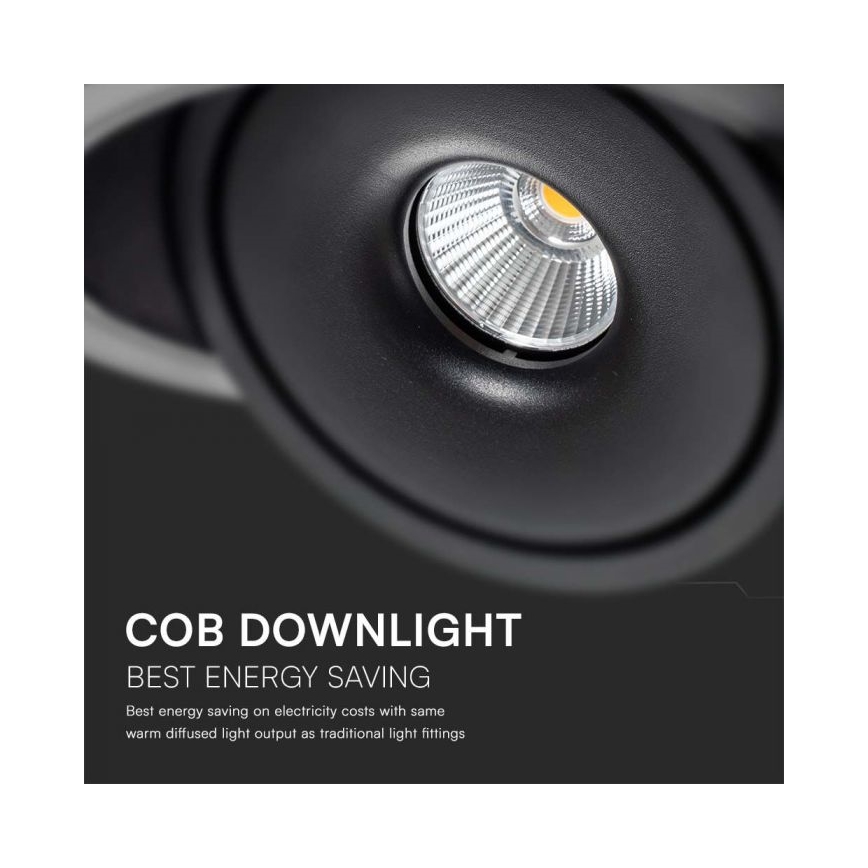Foco de encastrar LED/28W/230V 3000/4000/6400K diâmetro 20 cm preto