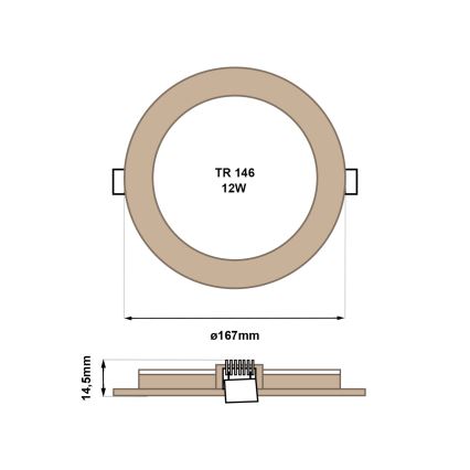 Foco de encastrar LED CIRCLE LED/12W/230V 4200K diâmetro 16,7 cm castanho