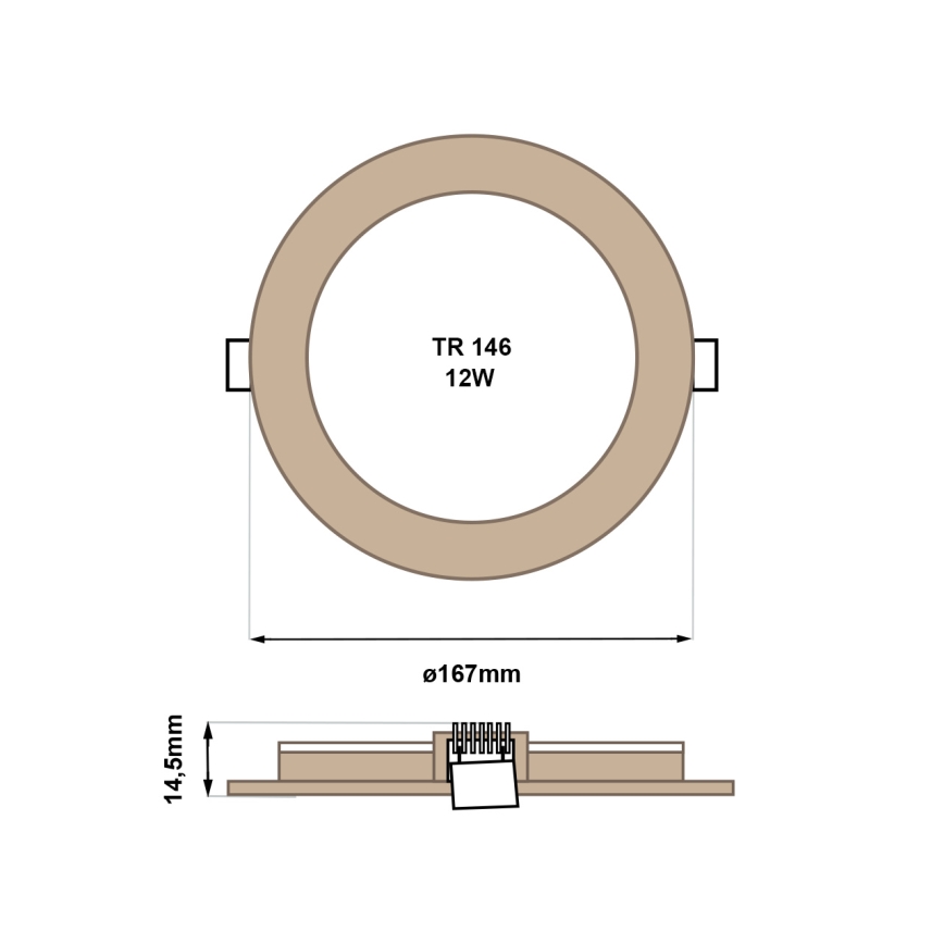 Foco de encastrar LED CIRCLE LED/12W/230V 4200K diâmetro 16,7 cm castanho